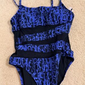 Shade & Shore Blue and Black One Piece Swimsuit